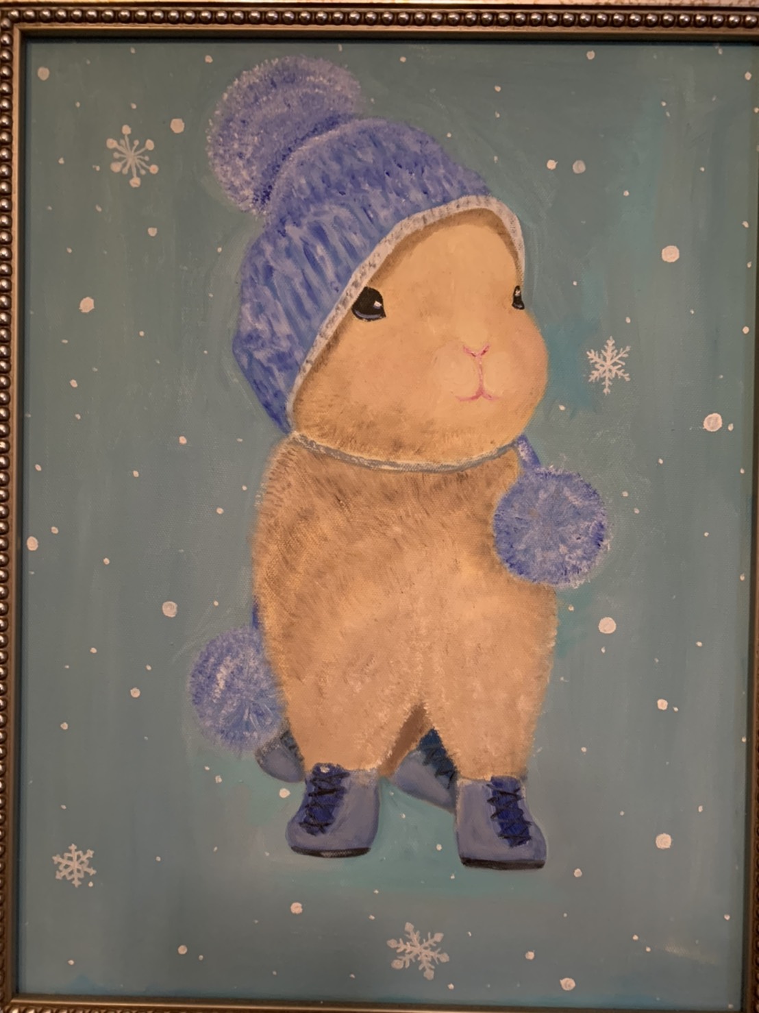 6F / 油彩 / 7000元  購買請洽 jenny@albin.net  ＊本次義賣所得將捐給關愛之家婦幼部及作為ELLA的溜冰訓練基金。