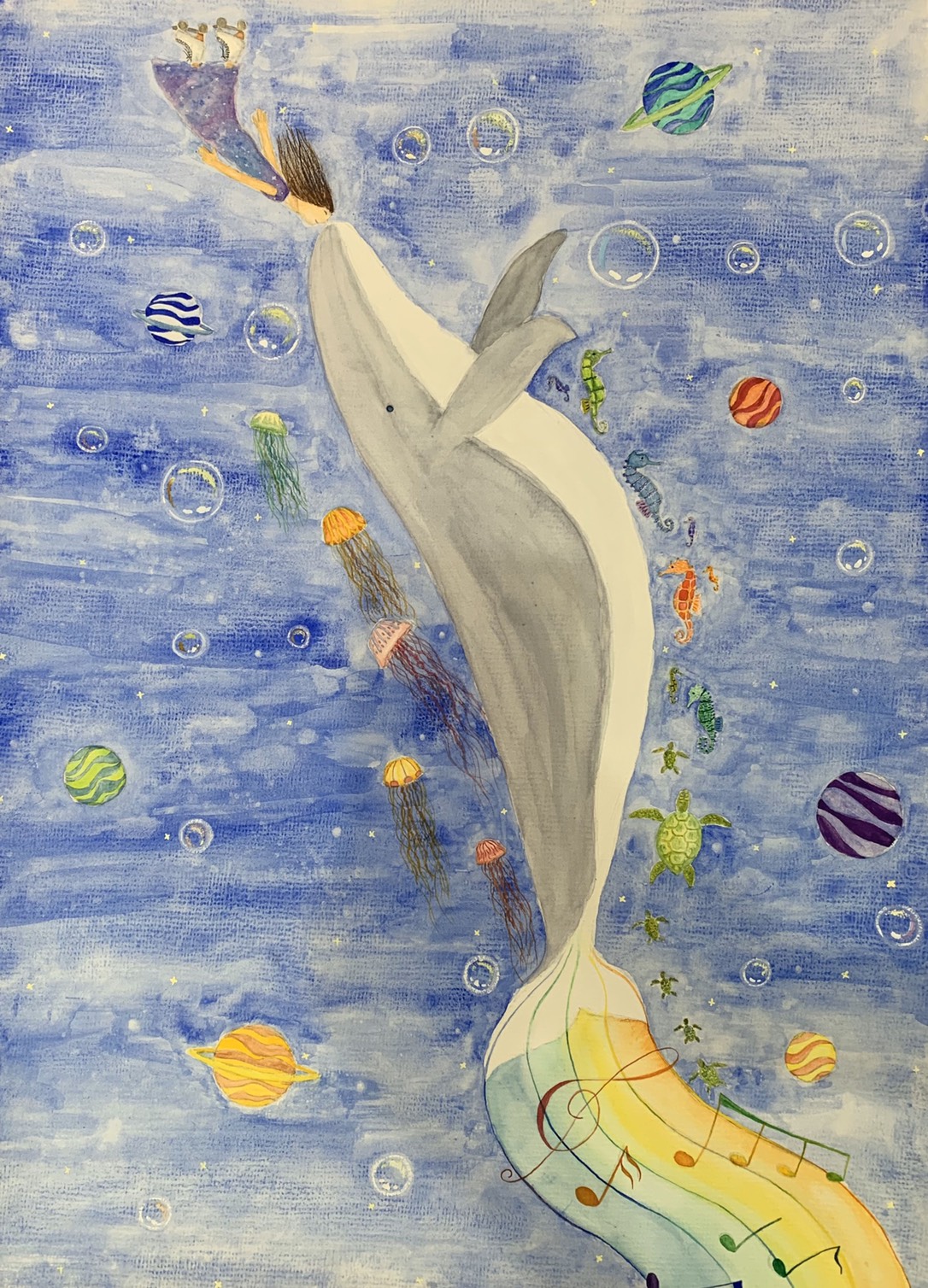  4K / 水彩 / 4500元  購買請洽 jenny@albin.net  ＊本次義賣所得將捐給關愛之家婦幼部及作為ELLA的溜冰訓練基金。