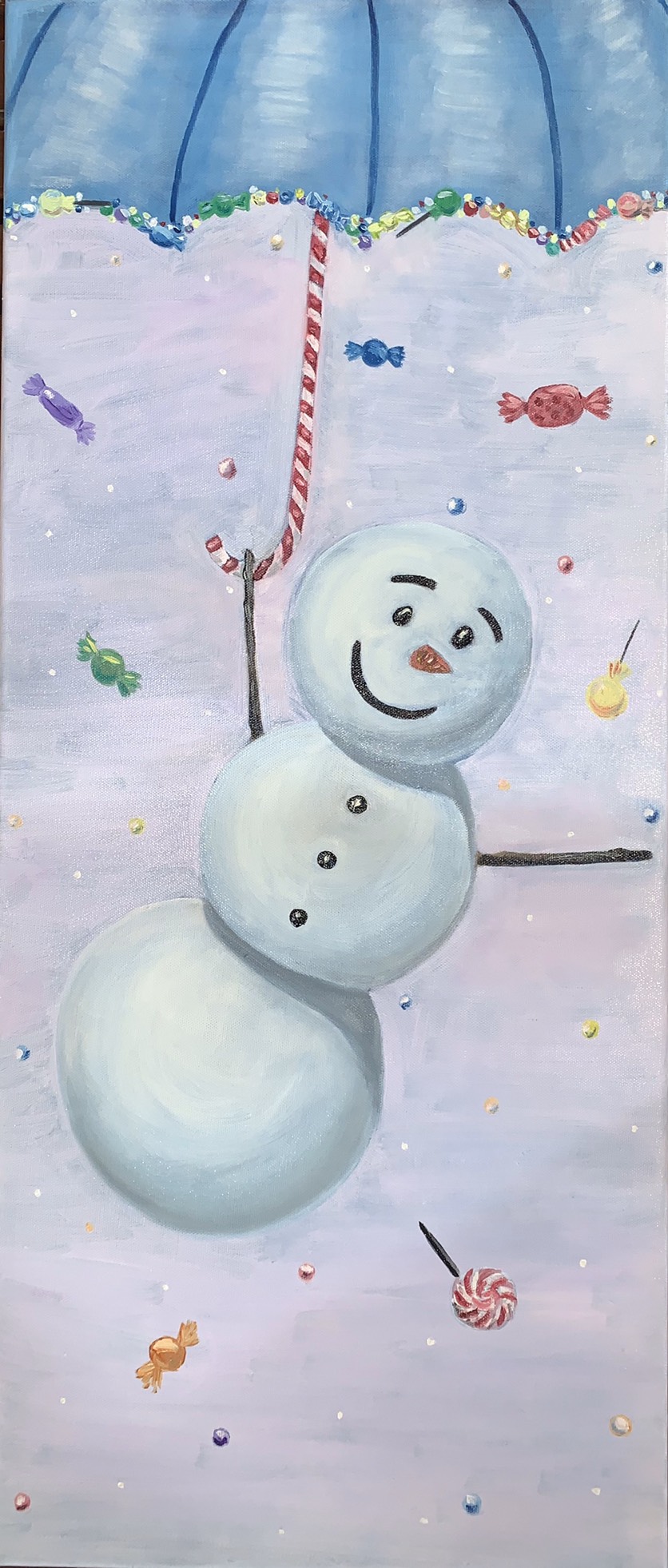  30x70公分 / 油彩 / 10000元  購買請洽 jenny@albin.net  ＊本次義賣所得將捐給關愛之家婦幼部及作為ELLA的溜冰訓練基金。