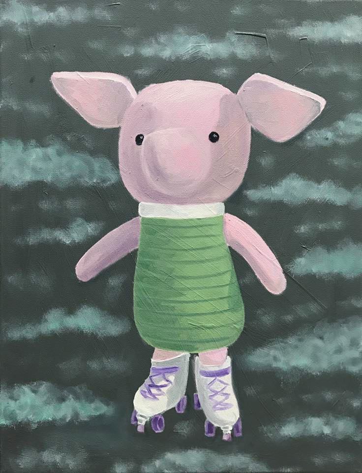  6F / 油彩 / 6000元  購買請洽 jenny@albin.net  ＊本次義賣所得將捐給關愛之家婦幼部及作為ELLA的溜冰訓練基金。