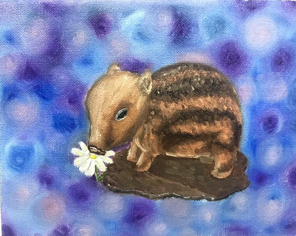  0F / 油彩 / 1800元  購買請洽 jenny@albin.net  ＊本次義賣所得將捐給關愛之家婦幼部及作為ELLA的溜冰訓練基金。