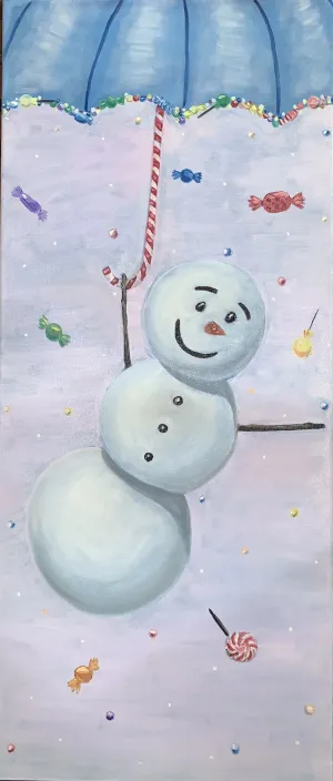  30x70公分 / 油彩 / 10000元  購買請洽 jenny@albin.net  ＊本次義賣所得將捐給關愛之家婦幼部及作為ELLA的溜冰訓練基金。