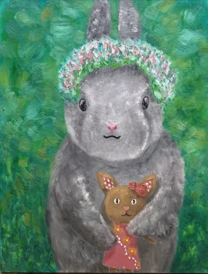 6F / 油彩 / 6000元  購買請洽 jenny@albin.net  ＊本次義賣所得將捐給關愛之家婦幼部及作為ELLA的溜冰訓練基金。