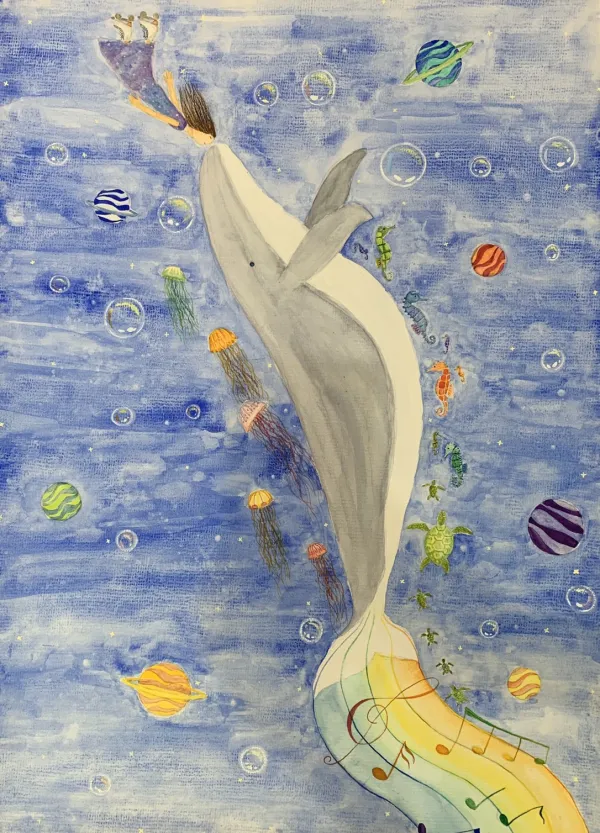  4K / 水彩 / 4500元  購買請洽 jenny@albin.net  ＊本次義賣所得將捐給關愛之家婦幼部及作為ELLA的溜冰訓練基金。