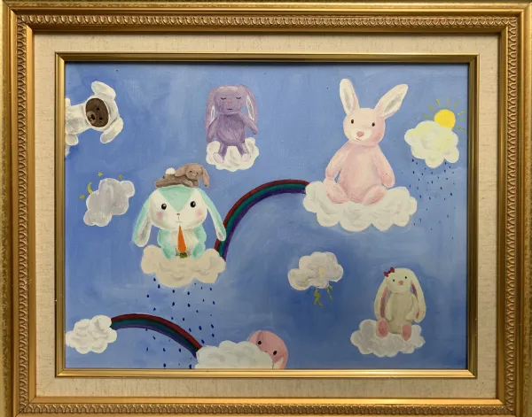 6F / 油彩 / 7000元  購買請洽 jenny@albin.net  ＊本次義賣所得將捐給關愛之家婦幼部及作為ELLA的溜冰訓練基金。