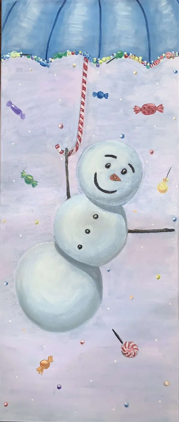  30x70公分 / 油彩 / 10000元  購買請洽 jenny@albin.net  ＊本次義賣所得將捐給關愛之家婦幼部及作為ELLA的溜冰訓練基金。