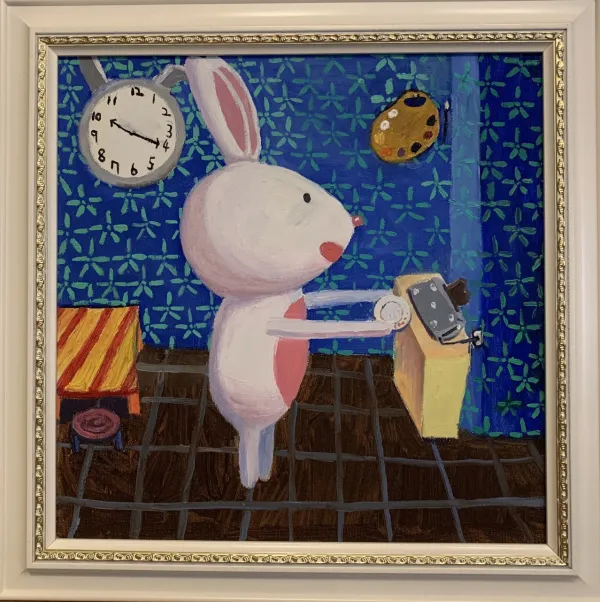         30x30公分 / 油彩 / 16000元(共四幅)  購買請洽 jenny@albin.net  ＊本次義賣所得將捐給關愛之家婦幼部及作為ELLA的溜冰訓練基金。