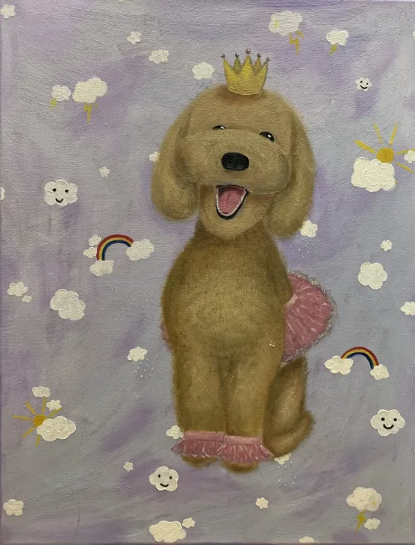 10P / 油彩 / 10000元  購買請洽 jenny@albin.net  ＊本次義賣所得將捐給關愛之家婦幼部及作為ELLA的溜冰訓練基金。